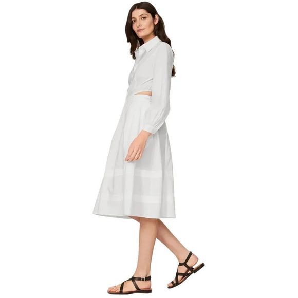 Toccin Cutout Shirtdress in White 4 Womens Aline Fit and Flare - Picture 4 of 13